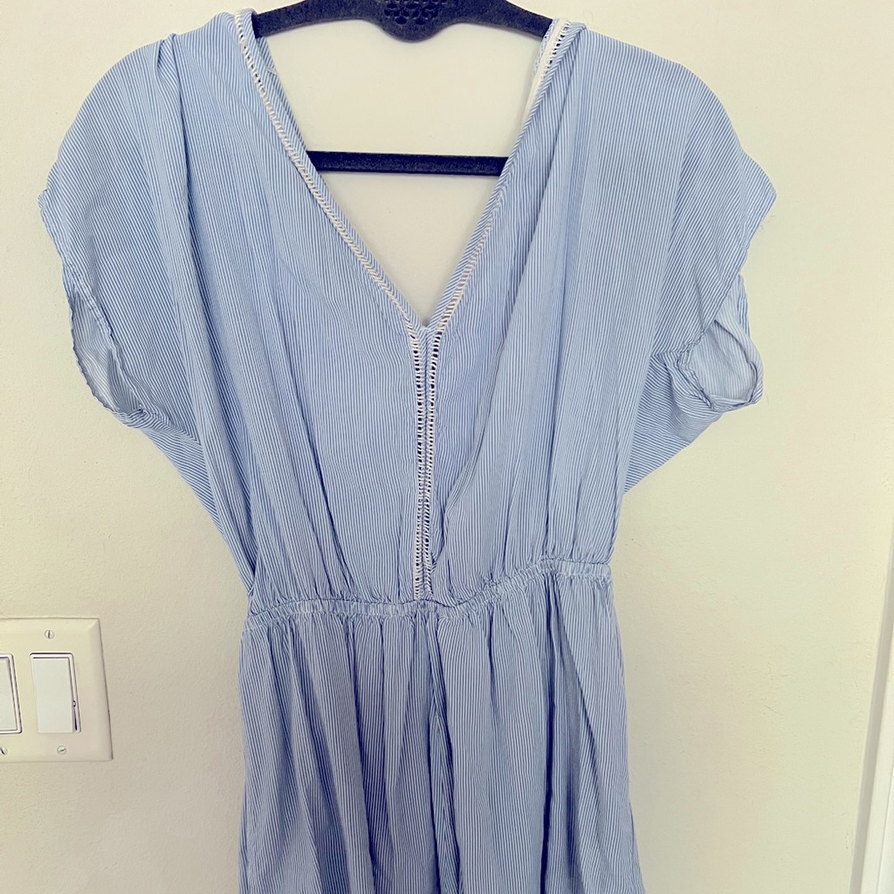 Blue and white romper